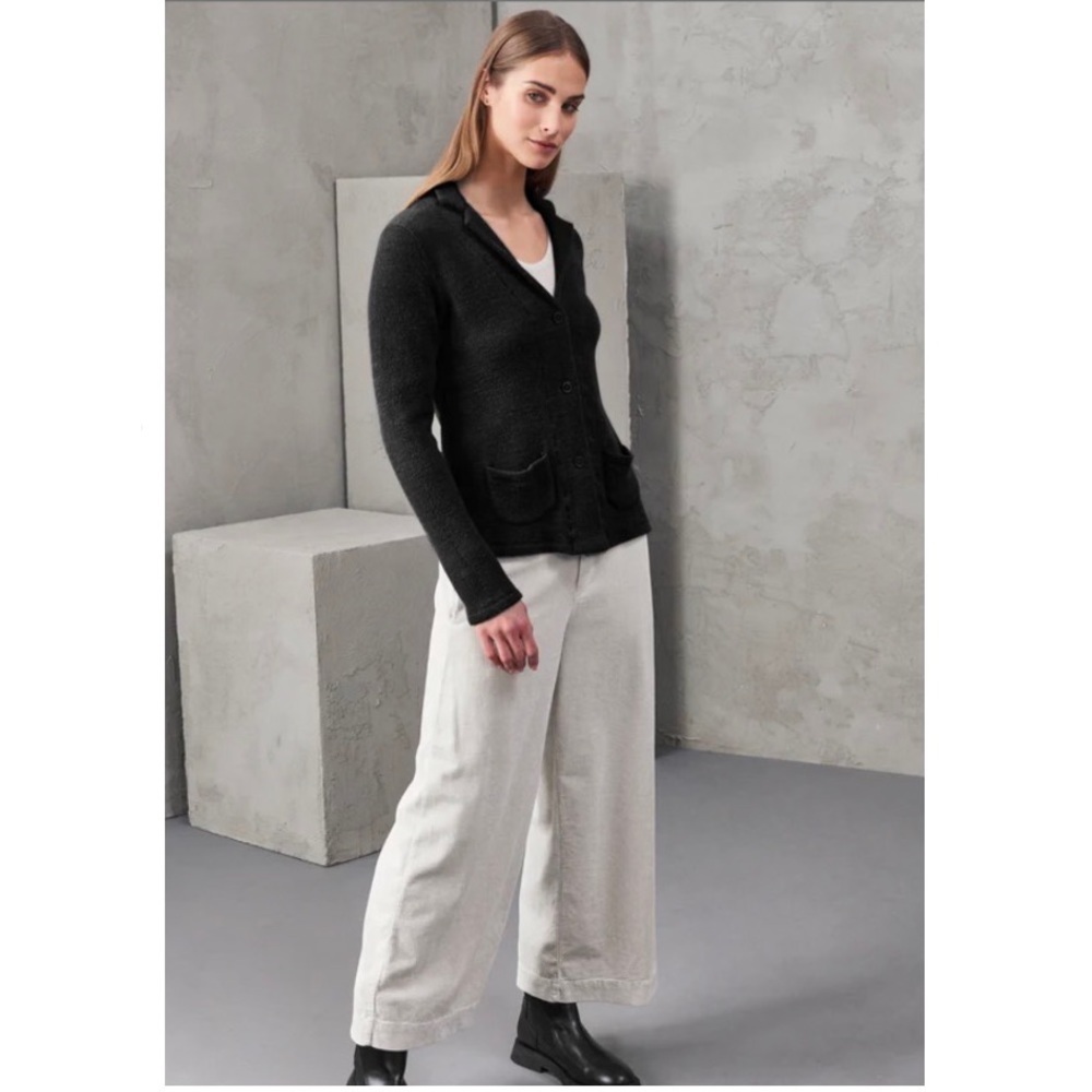 Transit Jacquard Italian Wool Blend Slim Fit Cardigan Sweater Minimalist Grey 8